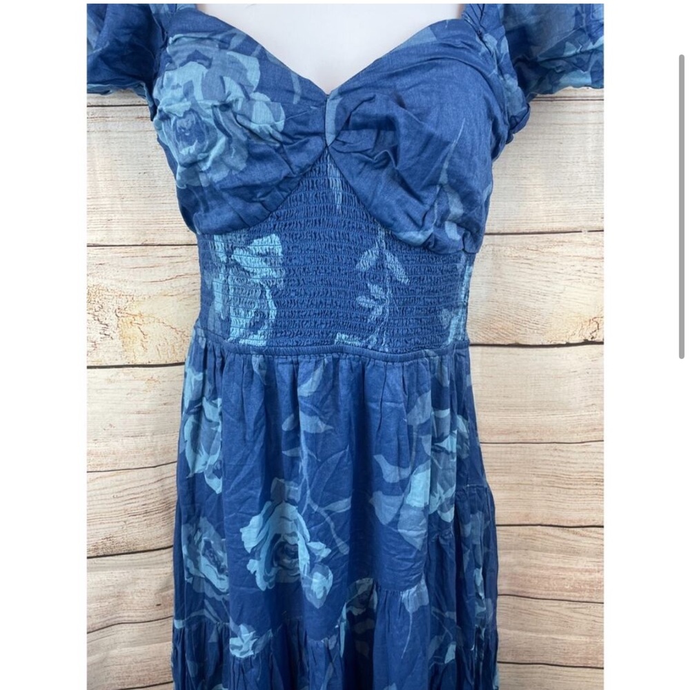Free People Sundrenched Blue Floral Maxi Dress